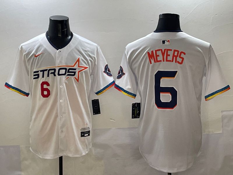 Men Houston Astros 6 Meyers White Four generations Joint Name 2025 Nike MLB Jersey style 2